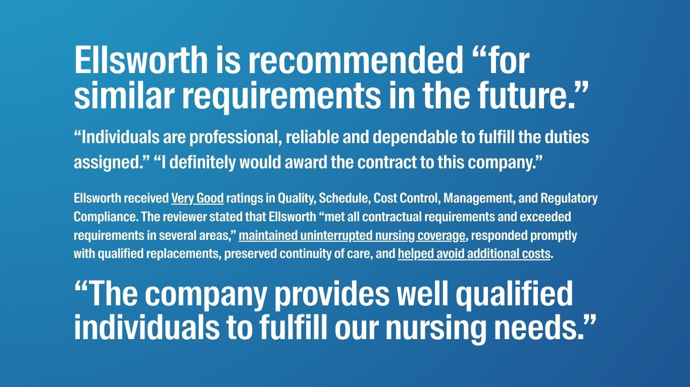 Ellsworth Continues to Earn Strong CPARS Ratings for IHS Staffing
